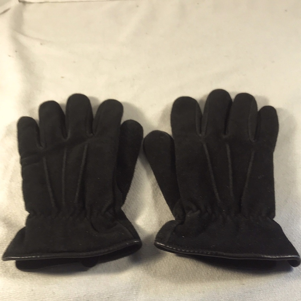 Women’s Vintage Black Suede Leather Gloves #94789 Soft Polyester Lining in